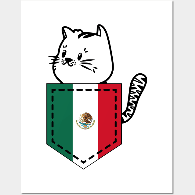 Patriotic Pocket Pussy - Cat Lover -  Mexican Patriot Wall Art by PosterpartyCo